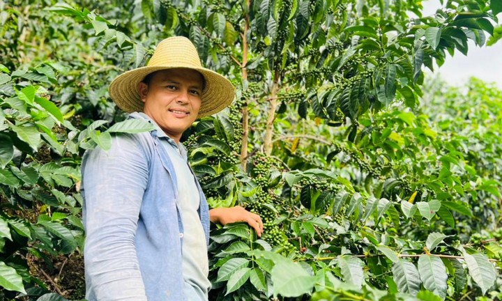 Coffee producer Eduar Giraldo at his Colombian coffee farm.