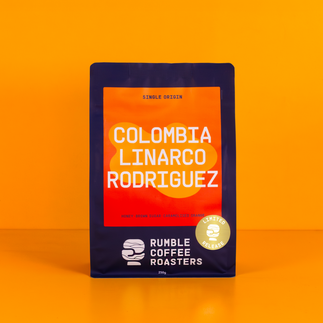 Coffee bag from Rumble Coffee Roasters with &